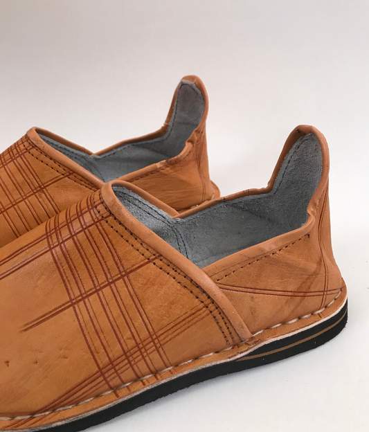 Brown Comfortable Babouche Moroccan Handmade Slippers, Men Leather Babouche, Moroccan Shoes, Natural leather Blue, Men slippers