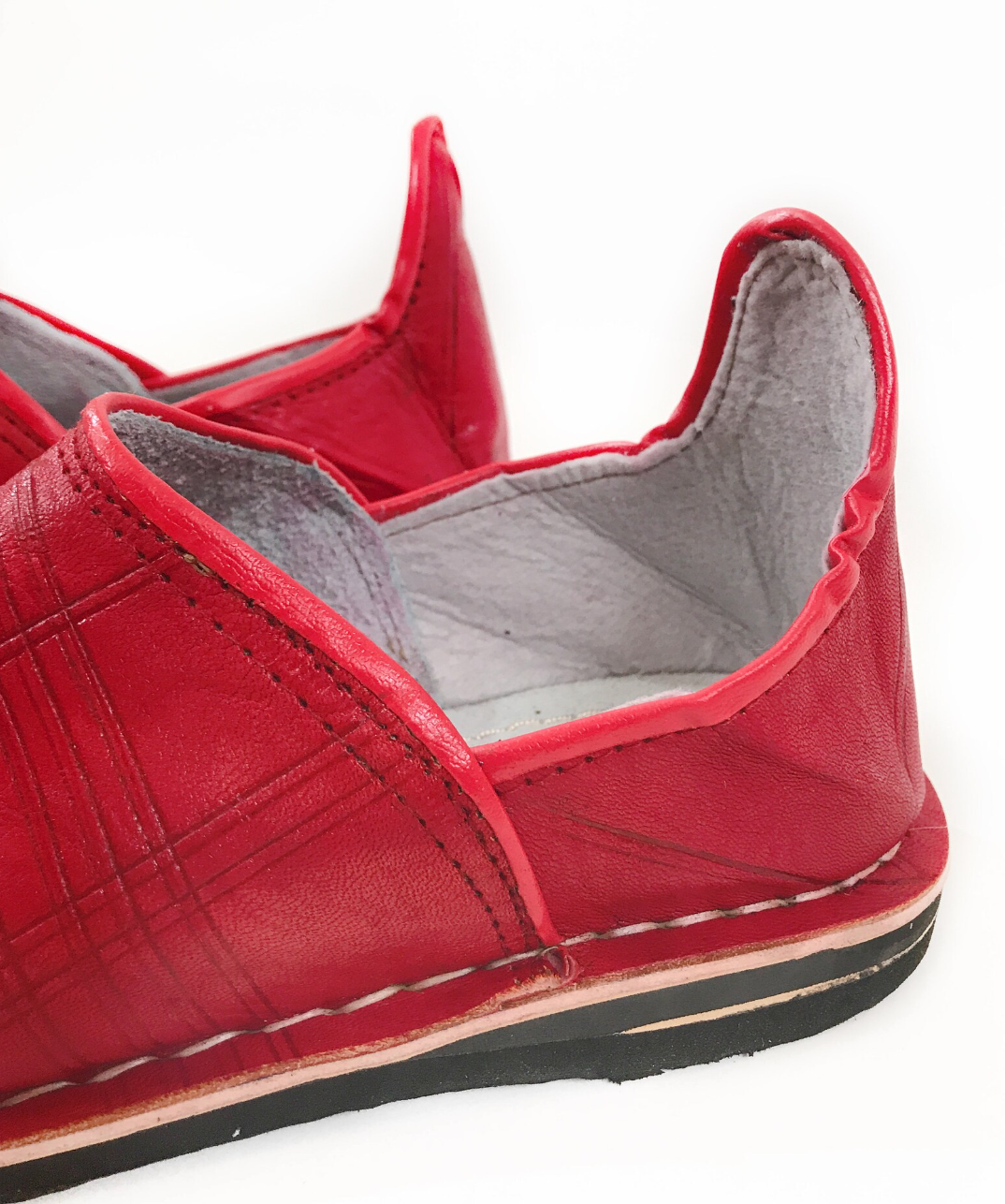 Red Comfortable Babouche Moroccan Handmade Slippers, Men Leather Babouche, Moroccan Shoes, leather Red ,berber slippers